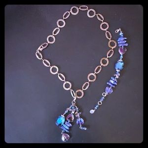 Convertible silver tone necklace/matching bracelet